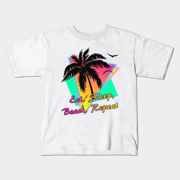 Eat Sleep Beach Repeat Kids T-Shirt by Nerd_art